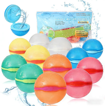 Depokest reusable water balloons 12 pack front view displaying vibrant colorful silicone balls.
