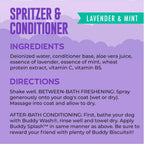 Back view of Buddy Splash grooming spray showing product details