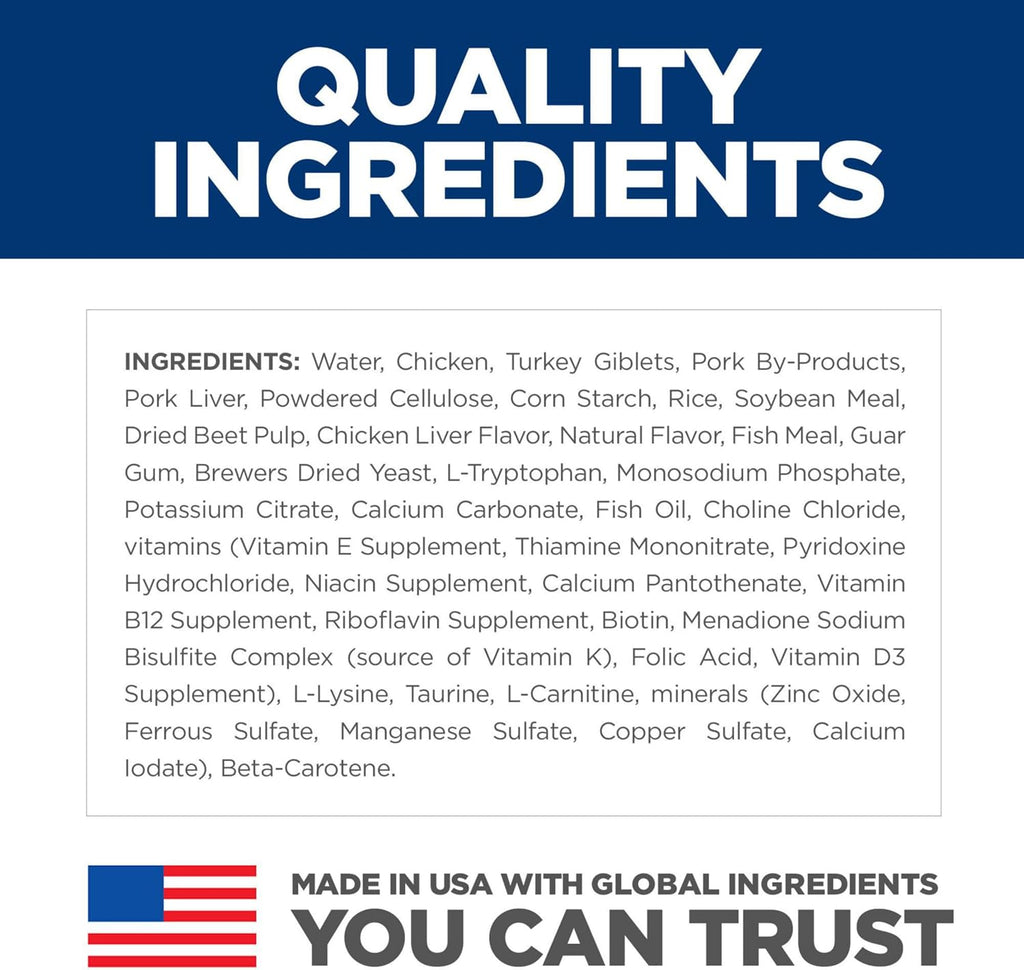 Hill's Science Diet adult cat food packaging back details