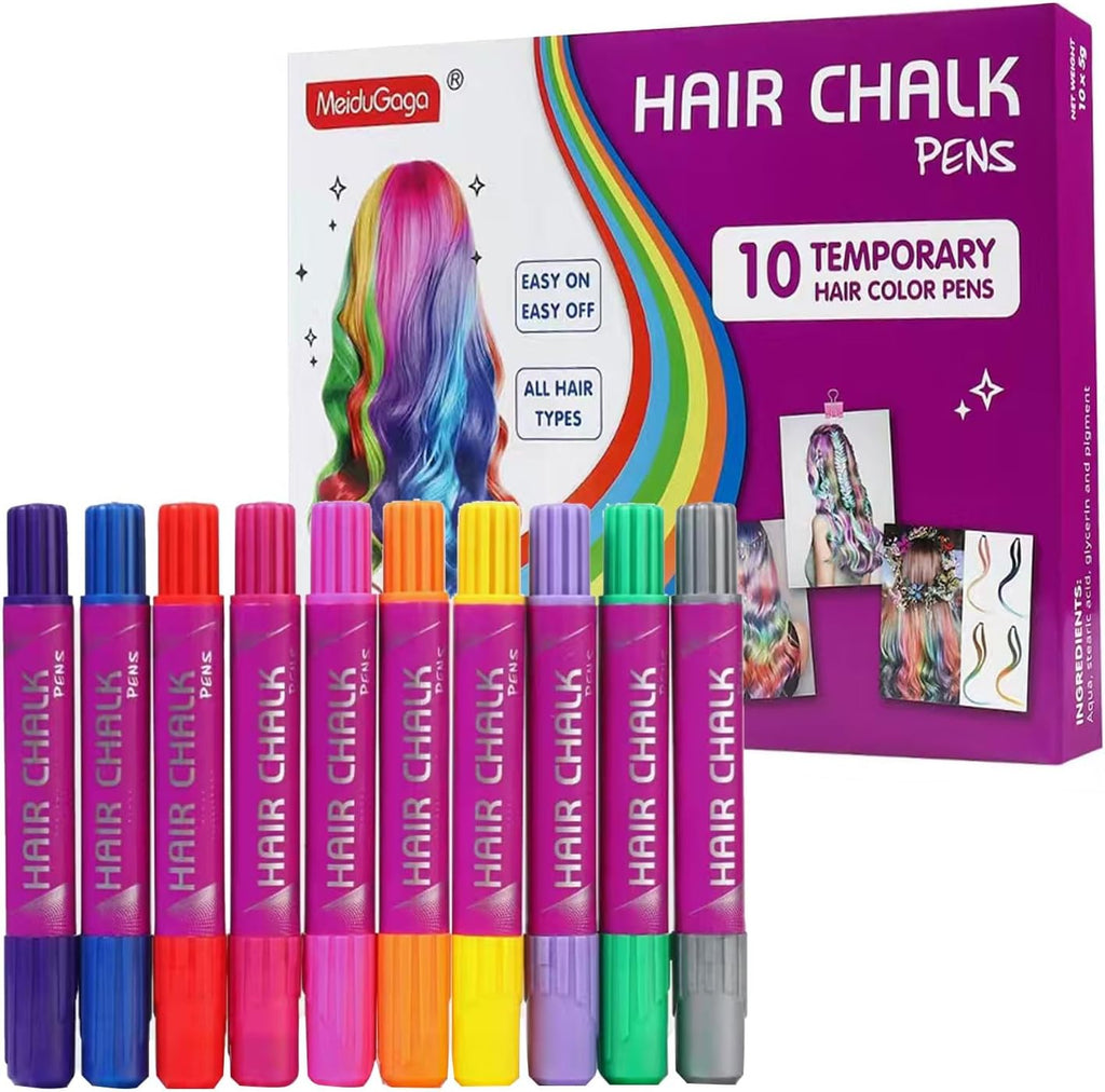 Generique 10 color temporary hair chalk pens front view