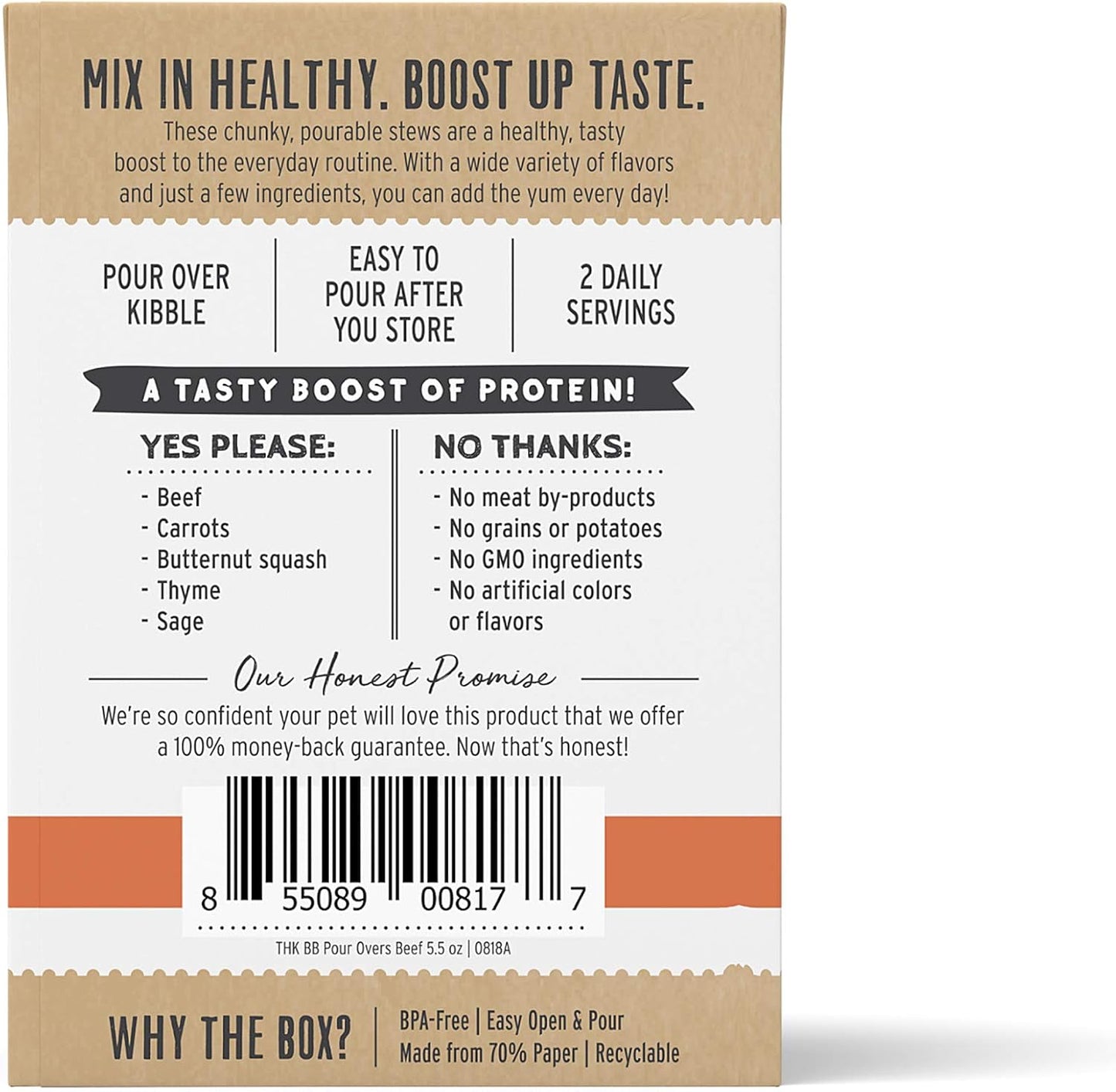 Premium grain free bone broth meal enhancer for dogs close up view