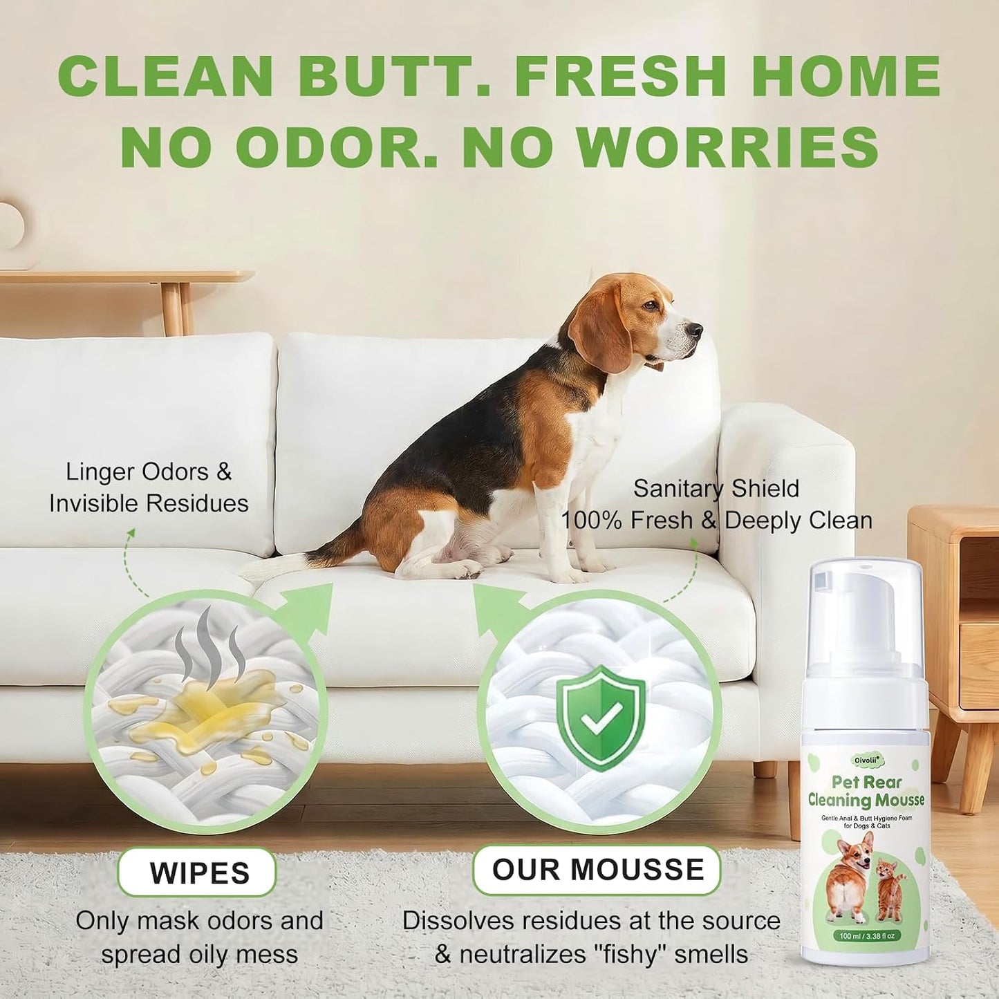 Premium imported USA pet hygiene mousse on a clean background