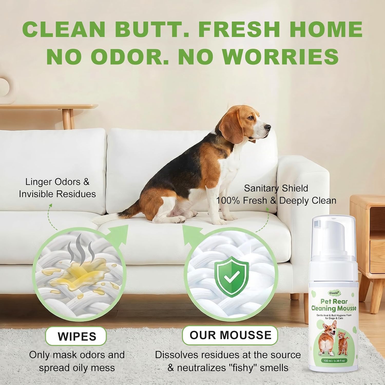 Premium imported USA pet hygiene mousse on a clean background