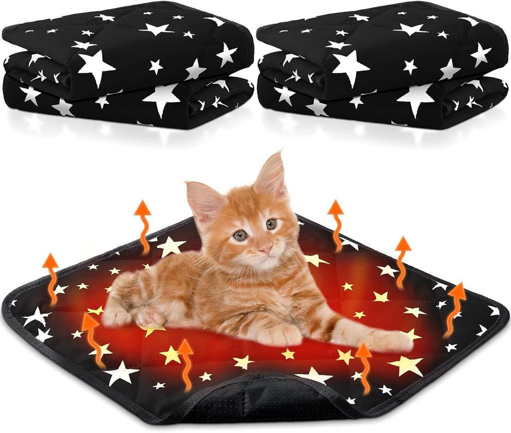 Namalu 4 Pack Self Warming Cat Bed Self Heating Cat Mat Star Pattern Soft Dog Crate Pad Thermal Pet Mat Anti Slip Kennel Dog Washable Warming Bed for Outdoor Indoor(12 x 12 Inch,Brown) - Image 12