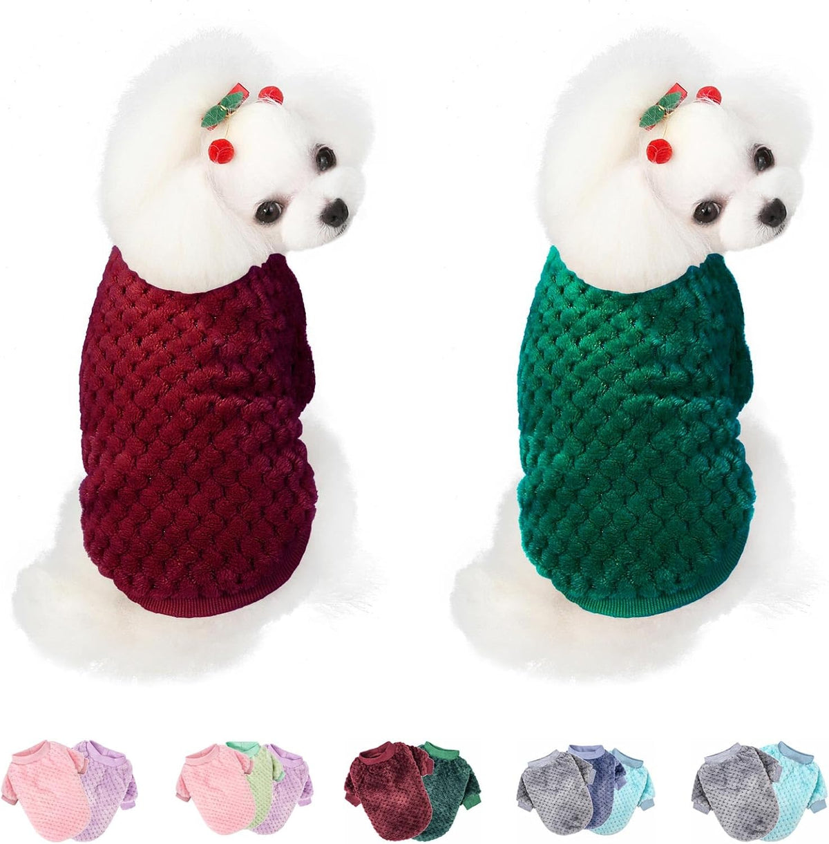Dog Sweater, 3 Pack Dog Sweaters for Small Medium Dogs or Cat, Warm Soft Flannel Pet Clothes for Dogs Girl or Boy, Dog Shirt Coat Jacket (Medium, Pink+Purple+Light Green) - Image 15