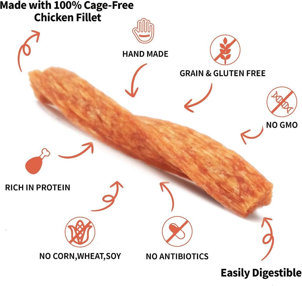 Dog enjoying LuvChew rawhide-free chicken chew sticks