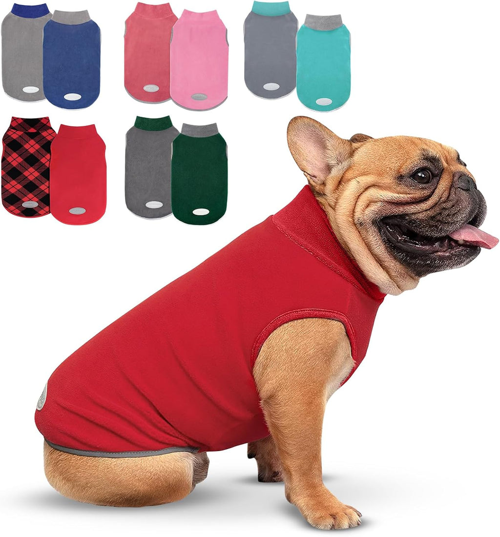 cyeollo 2 Pack Fleece Dog Sweater Stretchy Pullover Soft Dog Jacket with Reflective Stripe Lightweight Sweatshirt Pet Clothes Coats for Small Dogs, Navy & Grey L - Image 13