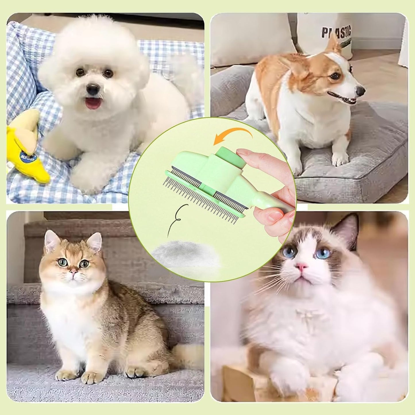 Coziess self cleaning pet grooming slicker brush kit package layout showing both combs.