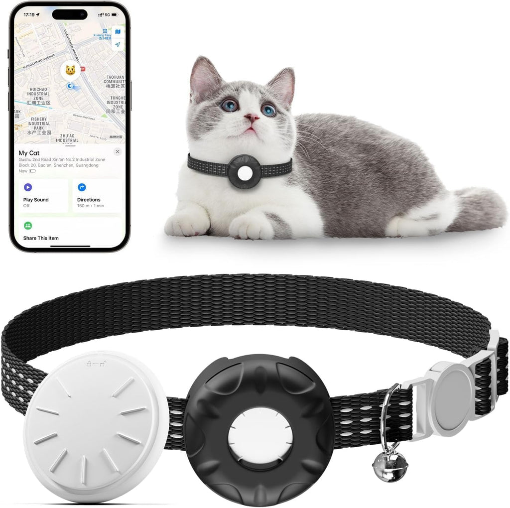 Hongtop H cat tracker collar front view black