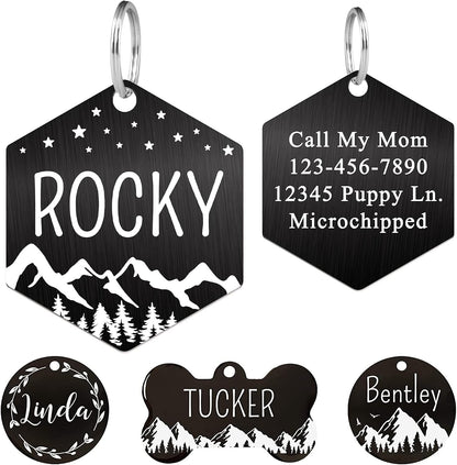 Ultra Joys Stainless Steel Pet ID Tag Dog Name Tags Personalized Front and Back Engraving, Customized Dog Tags and Cat Tag, Optional Engraved on Both Sides, Bone Tag with Mountain Design, Large - Image 15