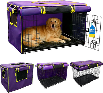 42-Inch Grey Dog Crate Cover - Light-Blocking Protective Cover with Roller Shades, Sound-Dampening Sunshade for Wire Kennels, Features Breathable Side Window (Cover Only) - Image 10