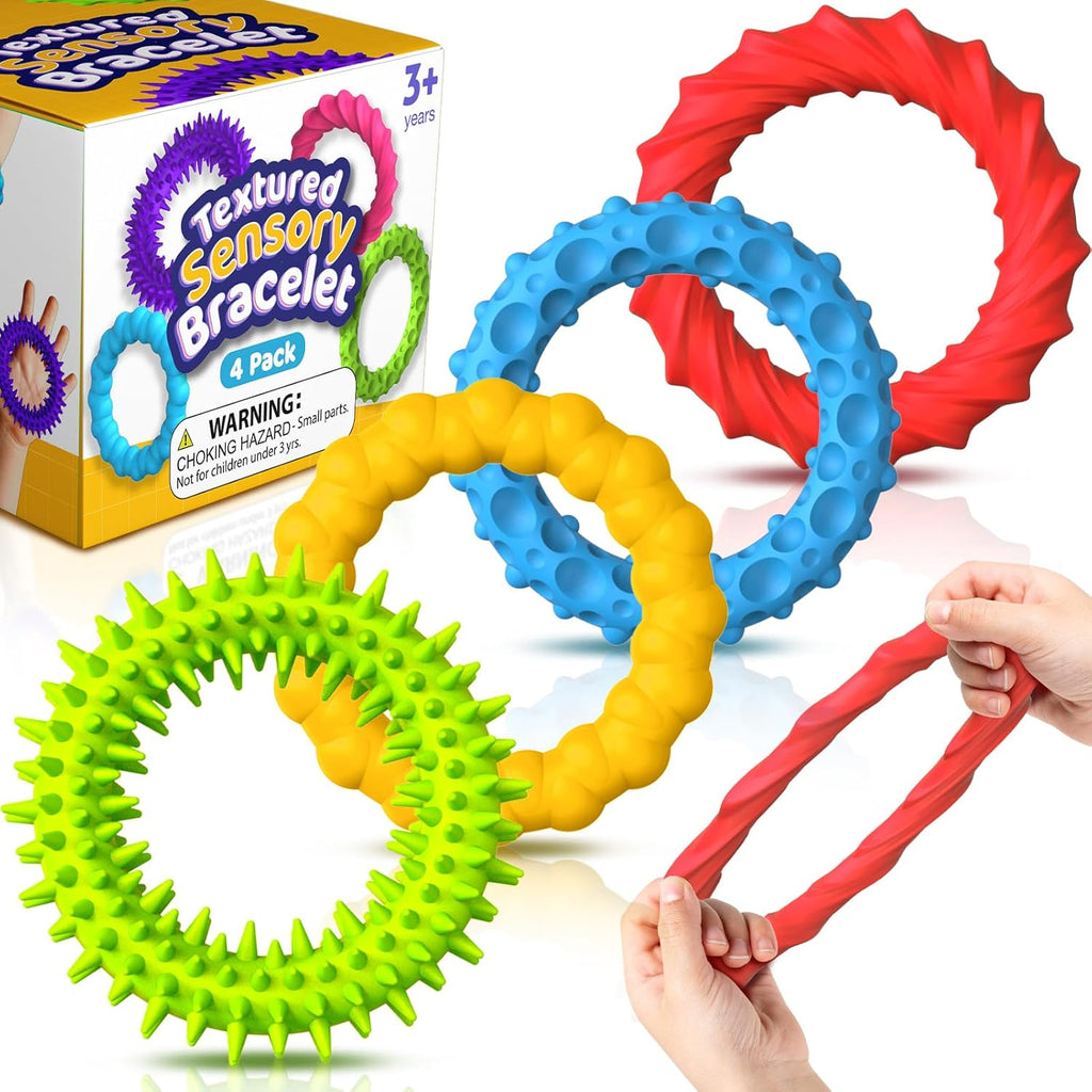 Small Fish 4 pack stretchy sensory fidget bracelets front view