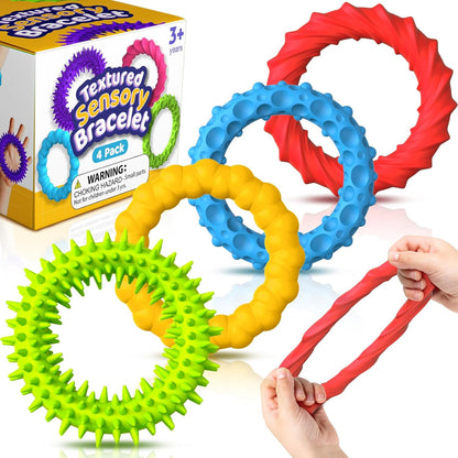Small Fish 4 pack stretchy sensory fidget bracelets front view