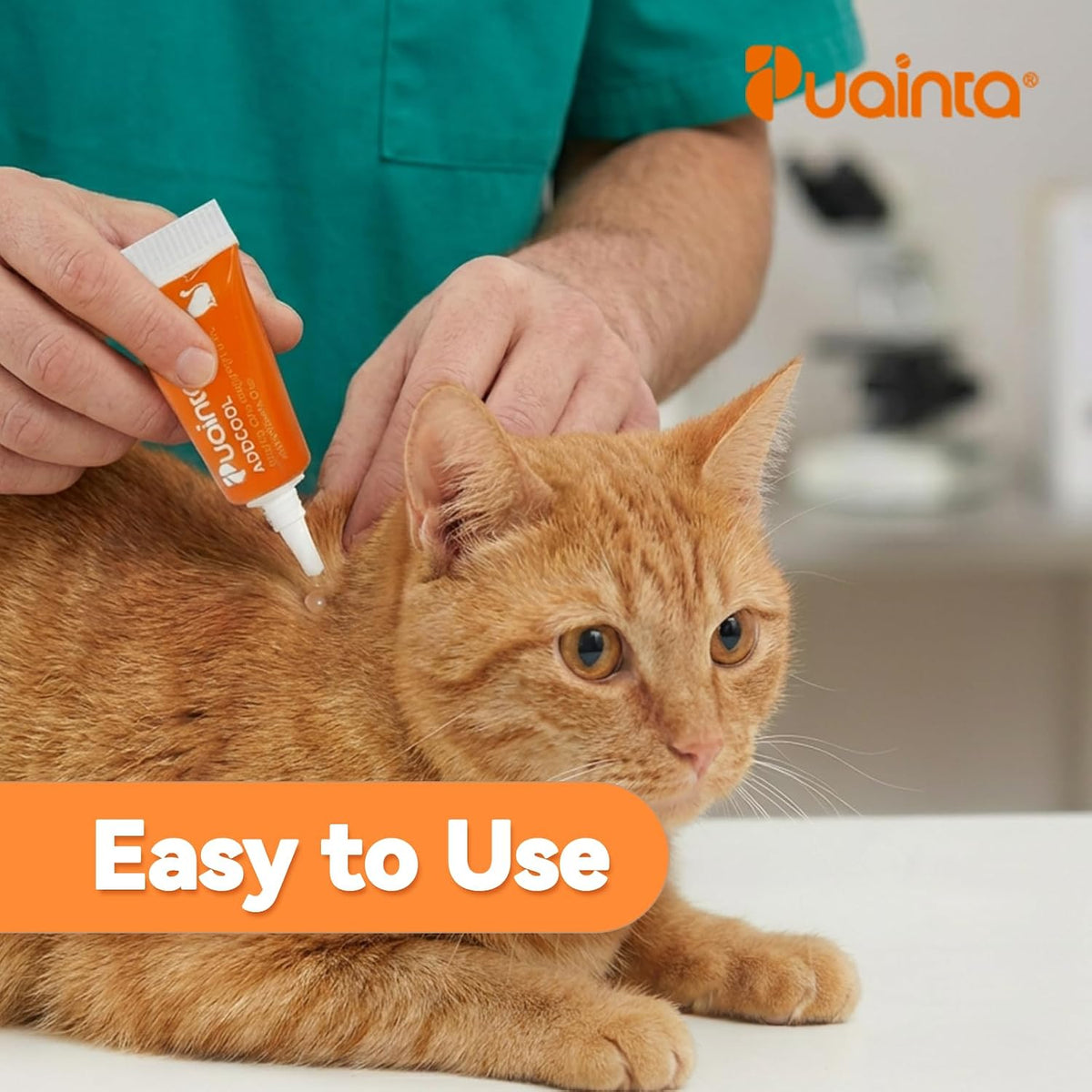 Water-resistant flea control solution for felines back view