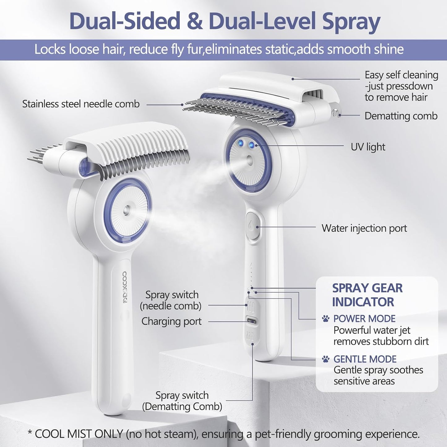 Premium ddxcoo pet brush being rinsed under running tap water