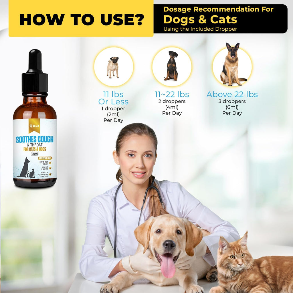 Kilab herbal respiratory relief liquid formula for pet asthma support