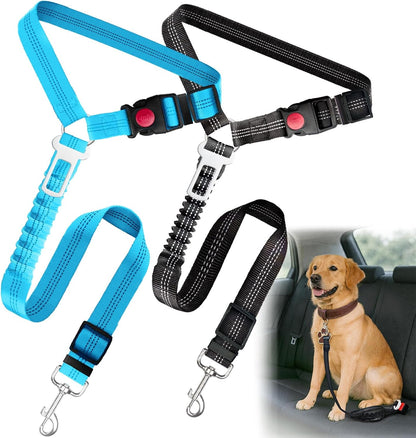 2-Pack Dog Car Seat Belt, 3-in-1 Headrest-Mounted Dog Seatbelt for Car, Adjustable Nylon Pet Safety Leash with Elastic Buffer & Reflective Stitching, Durable Car Harness for Dogs Fits Most Vehicles - Image 9