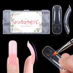 Outopen long curved coffin nail forms front view packaging box