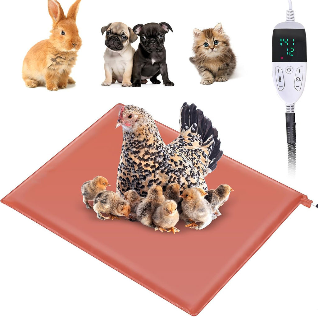 Small Animal Heating Pad, Heating Pad for Chicken, Rabbits, Guinea Pigs, Dog, Cat, Reptile, Poultry Heated Mat Chick Brooder Waterproof Adjustable Temperature & Timer (12.5 x 15.7in) - Image 9