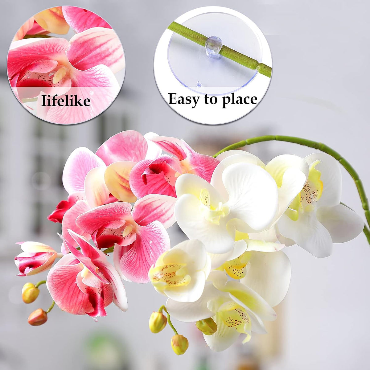 Chuangdi artificial phalaenopsis orchid white yellow variant display