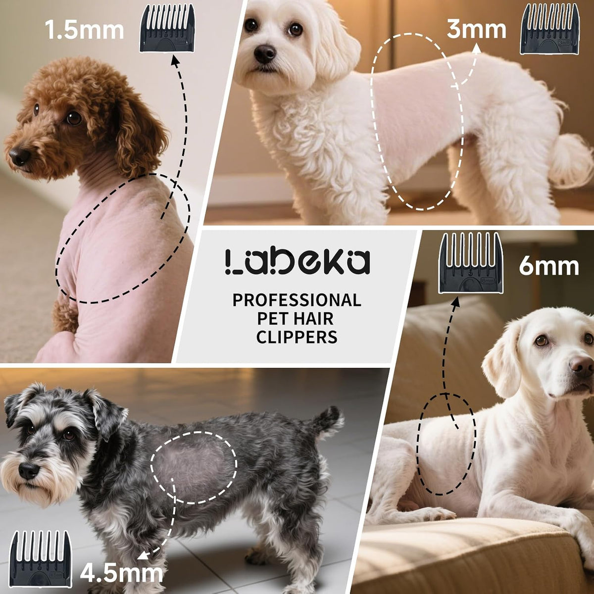 White pet grooming device showing the Type C USB fast charging port and battery indicator