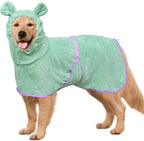 Dog Bathrobe Super Absorbent Towel Robe - Microfiber Bath Towels Fast Drying Coat for Dogs, Cute Dogs Clothes Adjustable Collar & Belly Strap Warm Keeping Hooded Dog Towel (Pink, Large) - Image 13