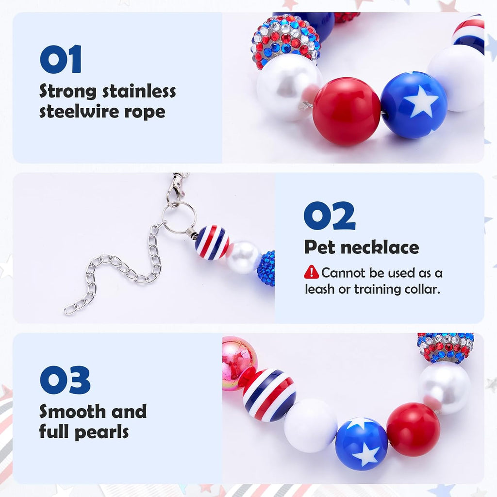 Independence Day dog fashion accessory with twenty millimeter polished statement beads