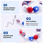 Independence Day dog fashion accessory with twenty millimeter polished statement beads