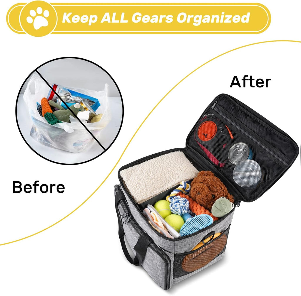 Abrimelodi durable oxford fabric dog supply bag with poop bag dispenser
