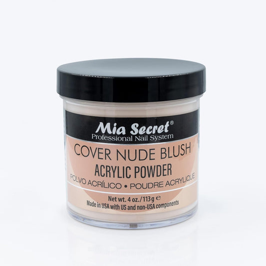 Mia Secret Cover Nude Blush Acrylic Powder 4 Ounce front view jar for professional nail extensions.
