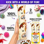 Kitty Kick Stix 15 inch catnip toy shown with playful tabby kitten
