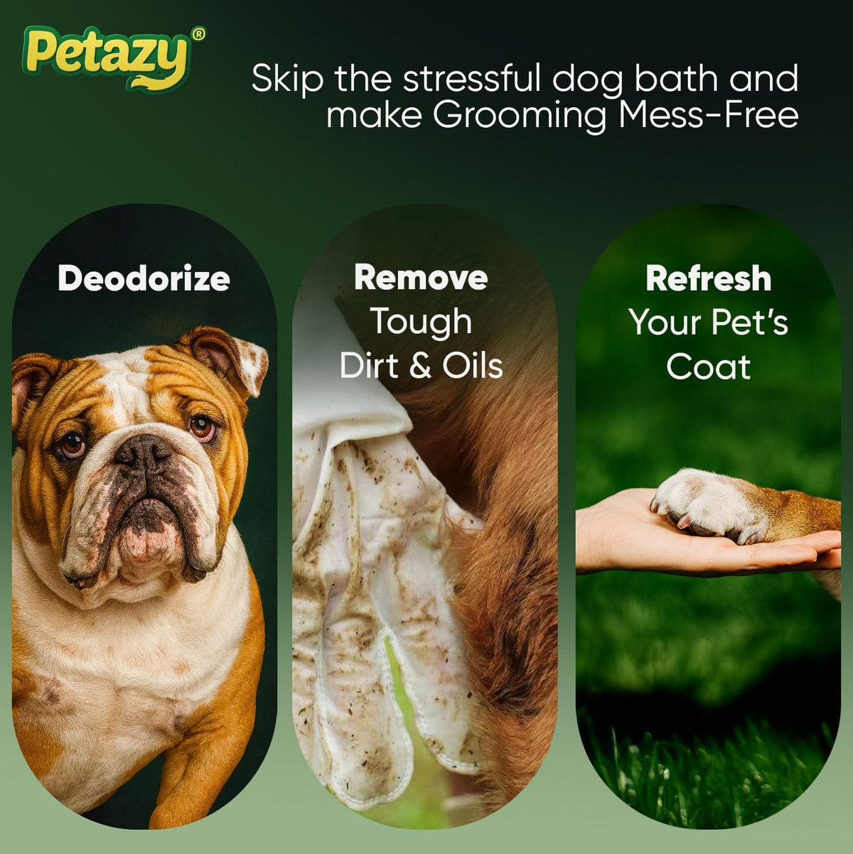 Deodorizing pet wipes with aloe vera and coconut oil formula ingredients highlighted