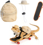 Bearded Dragon Clothes Lizard Toy - Mini hat,Skateboard,Backpack Gifts for Reptiles Pet - Cute Bearded Dragon Costume Accessories for Lizard Iguana Reptiles Small Animals (Rose Red) - Image 14