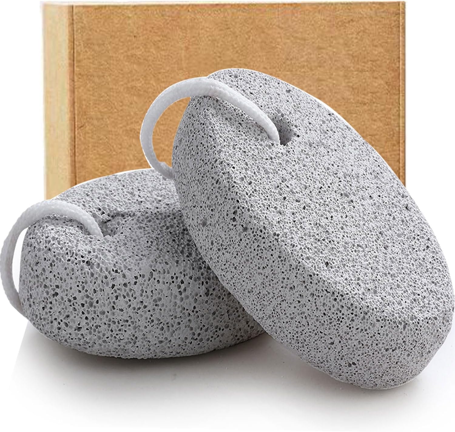 Borogo natural pumice stone 2-pack set for foot exfoliation