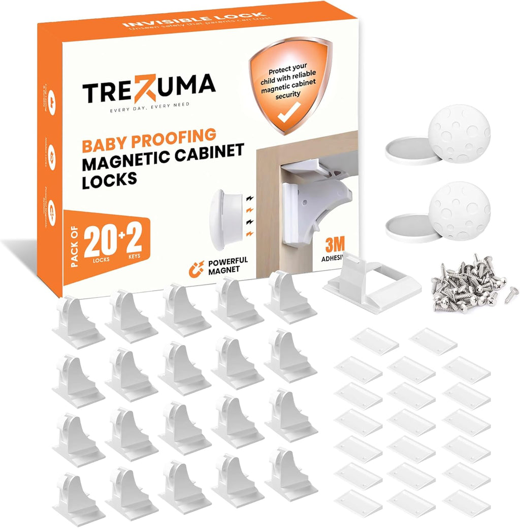 Trezuma magnetic cabinet locks baby proofing set front view