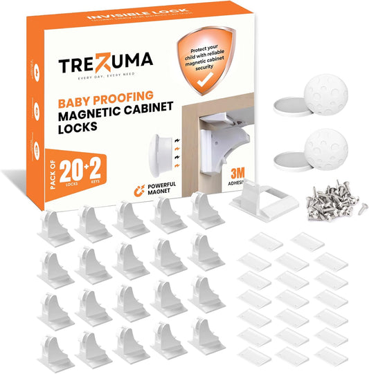 Trezuma magnetic cabinet locks baby proofing set front view