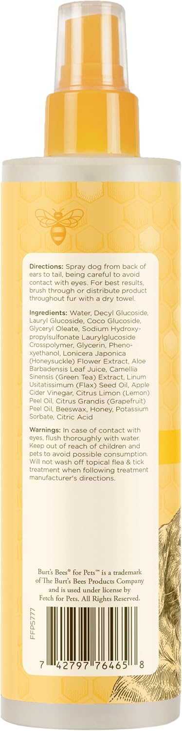 Burt's Bees dog detangling spray for fresh smelling fur