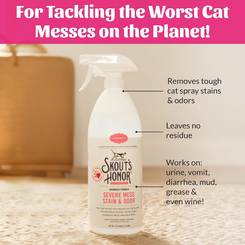 Authentic USA imported non toxic cat severe mess stain solution back label ingredients