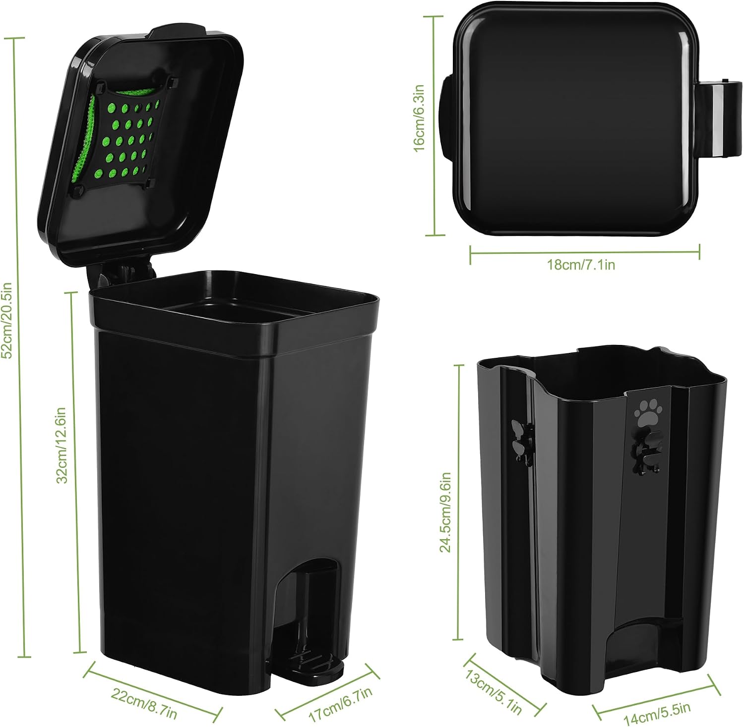Removable inner bucket of Umtiti cat litter disposal unit