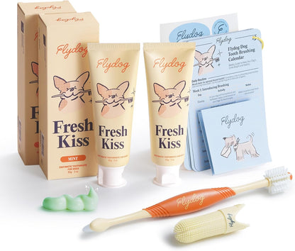 Complete dog breath freshener kit display with all grooming accessories included