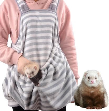 Ferret Sling Carrier - Fleece Small Pet Carrier Bag Soft Breathable Hands Free Shoulder Front Chest Apron Bonding Pouch Accompany Carrier for Small Dog Cat Ferret Rabbit (Grey) - Image 1