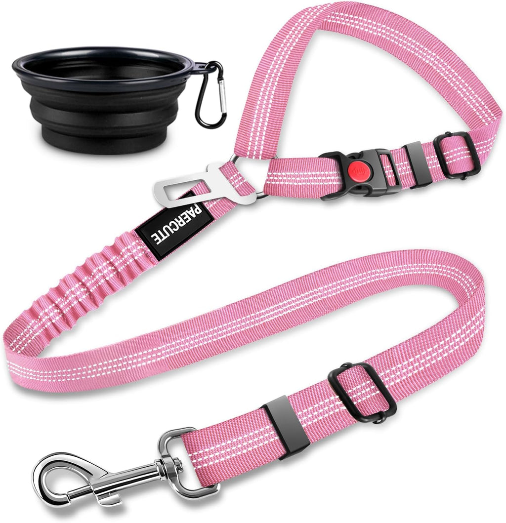 Paercute retractable dog car seatbelt 2 piece set front view