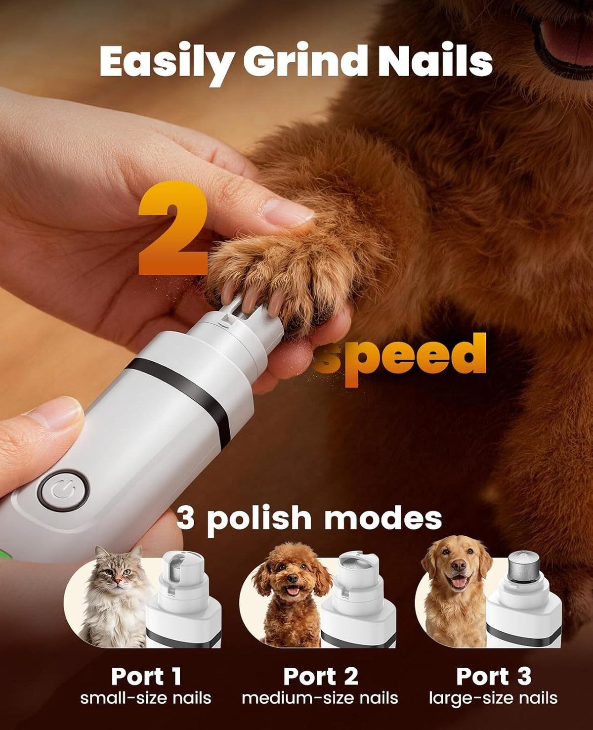 Oneisall rechargeable gold dog clippers being charged with USB cable