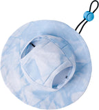 Mianhuatang blue pet baseball cap front view with ear holes
