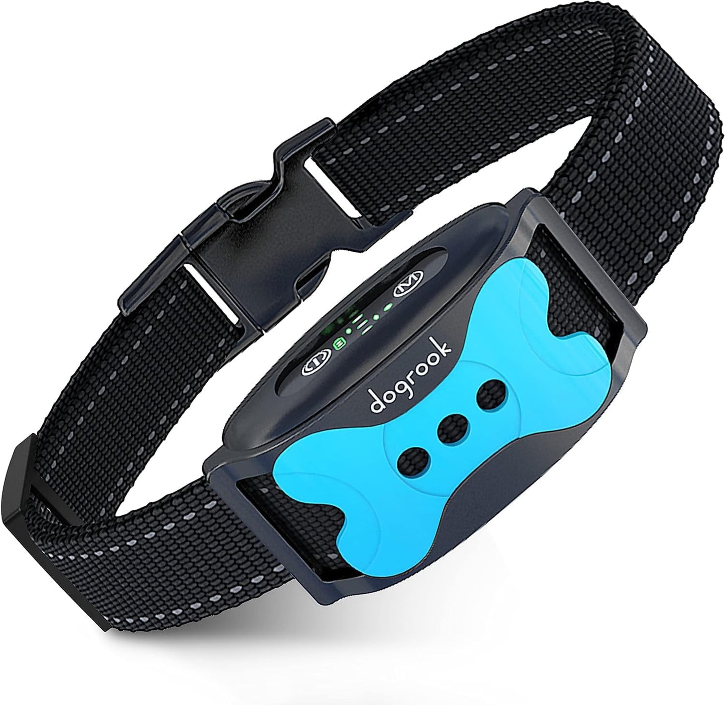 Packaging display of DogRook smart bark collar