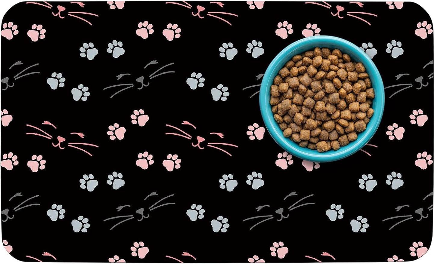 Thmasamwr Patterned Cat And Dog Bowl Mat front view for pet feeding