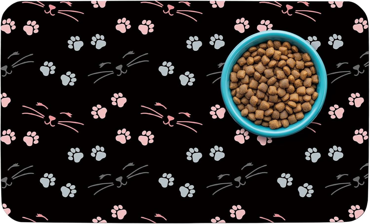 Thmasamwr Patterned Cat And Dog Bowl Mat front view for pet feeding
