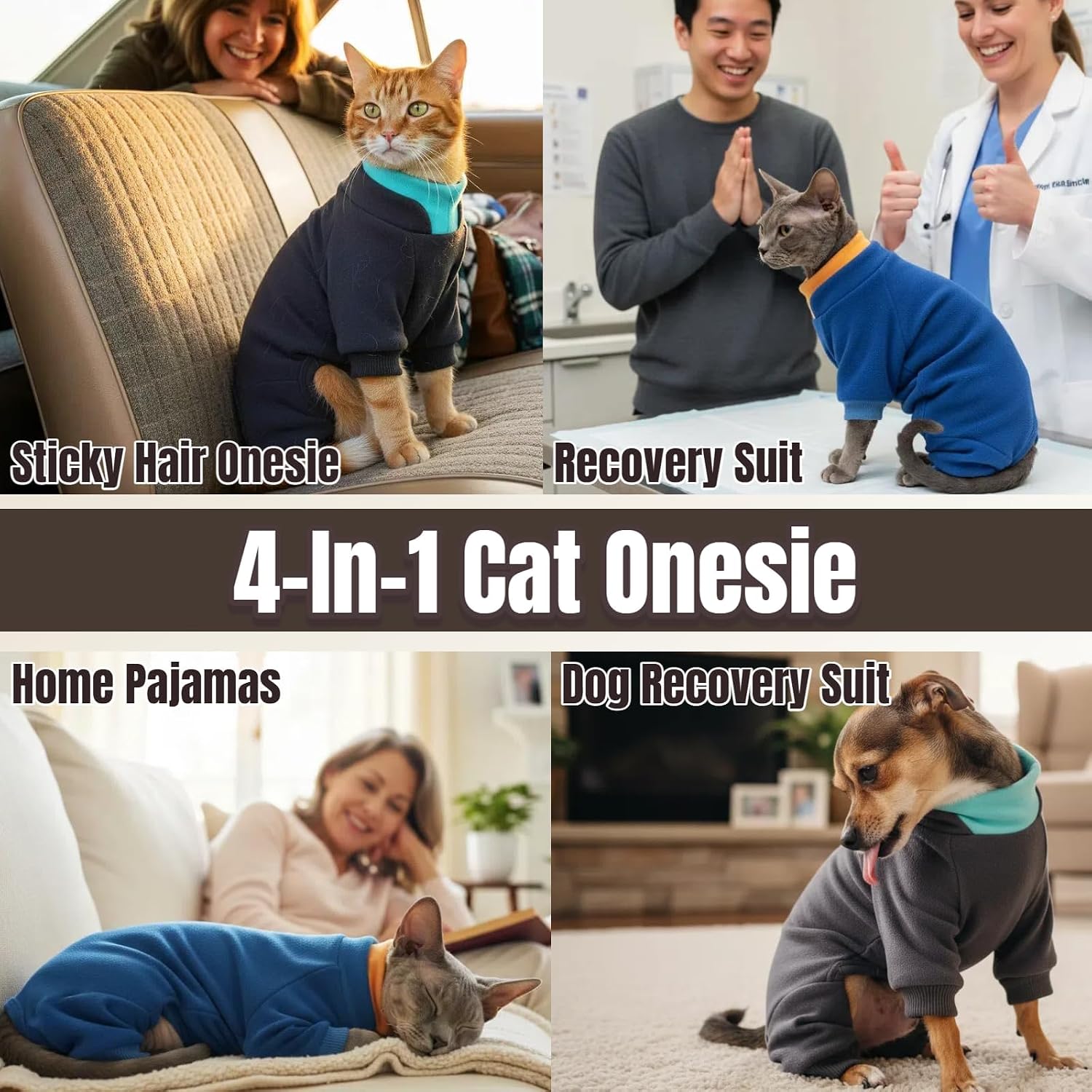 Side view of T'CHAQUE cat pajamas displaying comfortable fit