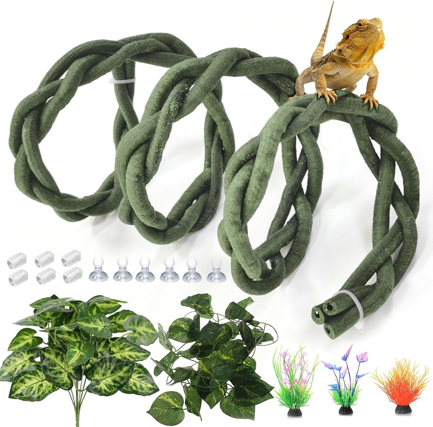 Gxsdj flexible reptile climbing jungle vine set with artificial plants