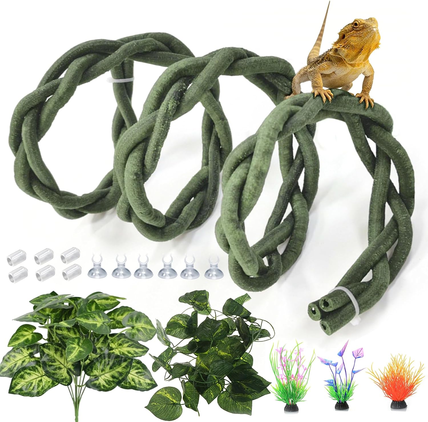 Gxsdj flexible reptile climbing jungle vine set with artificial plants
